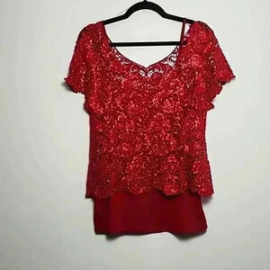 HEARTSOUL 2 piece Red Lace Top And Red Tank Top Size Large